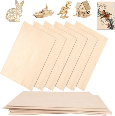 Set van 12 Lichte, Dunne, Vierkante Paulownia Houten Planken 330 x 150 x 1mm voor DIY Houtbewerking en Creatieve Projecten