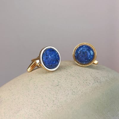 Ava & Imber | Lapis Lazuli Manchetknopen Verguld | Gouden Manchetknopen voor Mannen | Manchet Cufflinks met natuursteen Goud met Blauw