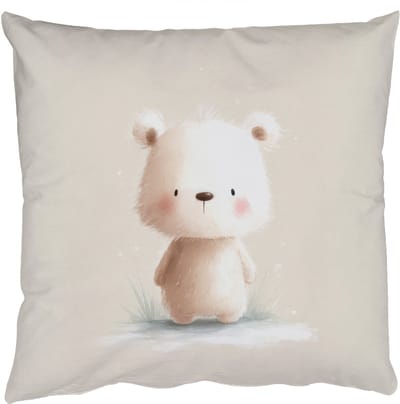 Sierkussens - Kussentjes Woonkamer - 50x50 cm - Beertje - Sneeuwvlokje - Wit - Pluizig
