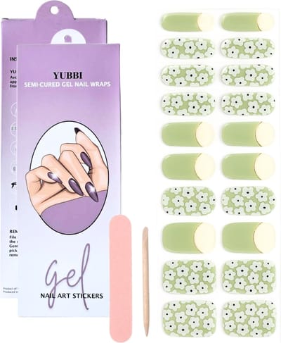 YUBBI Gellak Stickers - Gel Nail Wraps - Gelnagel Manicure - UV Nagelstickers - Daisy Green