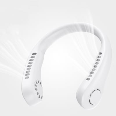 Draagbare, bladloze nekventilator - 1200 mAh slimme, stille ventilator - IJskeramische warmteafvoer - Stille nekventilator - Voor mannen en vrouwen - Kantoor- en buitenactiviteiten (wit)