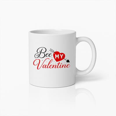 Bee My Valentine 330ml Koffiemok – Romantisch Liefdesdesign met Hart & Pijl – Schattig Valentijnscadeau voor Hem of Haar