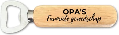Opa's Favoriete Gereedschap - Bieropener van Hout - Duurzaam Cadeau voor Vaderdag - JMWOODS - Handvat - Gepersonaliseerd- Uniek Kado voor Vader