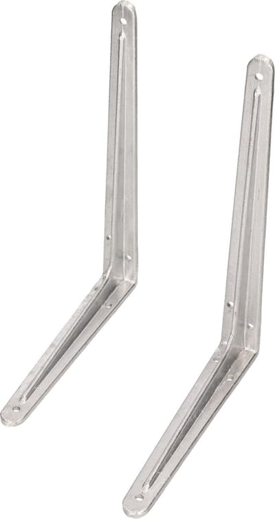 2x Plankdragers / planksteunen aluminium - 30 x 35 cm tot 150 kg - zilverkleurig - schapdragers / opbergsysteem - kledingkast/voorraadkast plankdragers/consoles