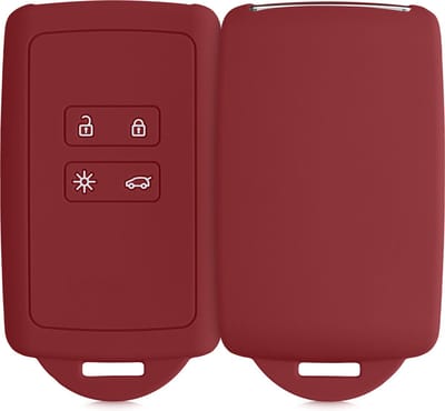 kwmobile autosleutelhoes geschikt voor Renault 4-knops Smartkey autosleutel (alleen Keyless Go) - Siliconenhoes in donkerrood - Sleutelcover