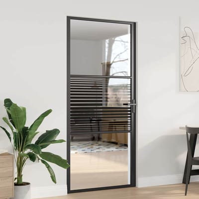 vidaXL - Glazen - deur - 93 - x - 3,5 - x - 201,5 - cm - Aluminium - Zwart