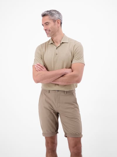 LERROS Poloshirt van een mix van katoen en linnen in een moderne two-tone-look , Maat: S , Kleur: GRAVEL BEIGE , 73% katoen, 27% linnen