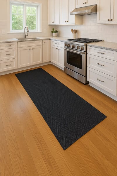 JYG Tapijtloper CHEVRON Antraciet 100 x 150 cm - Keukenloper - Anti Slip - snijdbaar