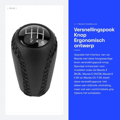 Dailygoods- Versnellingspookknop Leer - Pookknop - Universeel - Geschikt voor Mazda 3/5/6/CX-7/MX-5 - 100% Nieuw - 79g Gewicht - Versnellingspook