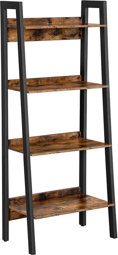 Ladderkast - Staande Boekenkast 4 Lagen - Industrieel - Bruin - 56 x 34 x 137,5 cm (LxBxH)