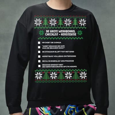 Kerst Trui Zwart Kerstborrel - De Grote Werkborrel Checklist Kersteditie V2 XS
