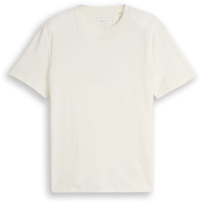 Tom Tailor Denim - T-shirt met wafelstructuur - Maat XXL - Wool White