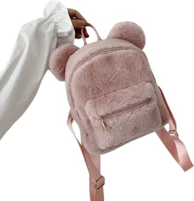 Livano Teddy Tas - Fluffy - Rugzak - Backpack - Schooltas - Dames - Heren - Meisje - Jongens - Roze