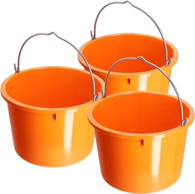 Set van 3 Robuuste Bouwemmers 20 Liter Kunststof met Sterk Handvat