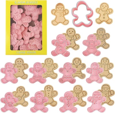 10-delige Kerst Koekjesuitsteeksets voor Gingerbread Mannetjes - Koekjesstempels en Mallen voor Chocolade en Fondant