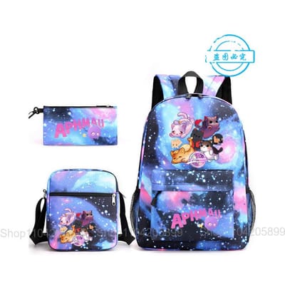 Aphmau Rugzak Student Mochila Schooltas Etui Schoudertas 3-delige Set Mode Meisjes Jongens Spel Cartoon Schooltas Cadeau 16 inches