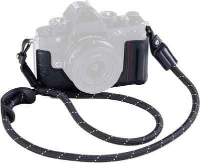 Camera Tas Set voor Nikon Z f, Vintage PU Leer, Verbeterde Grip, Schokbestendig, Inclusief Schouderriem en Aluminium Frame, Zwart