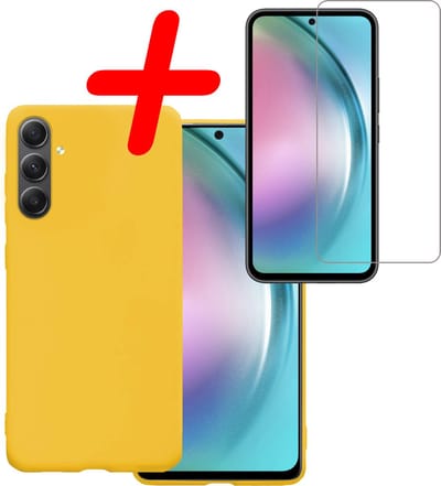 Hoesje Met Screenprotector - Geschikt voor Samsung Galaxy A54 - Sterk & Shockproof - Back Cover - Siliconen Case - Telefoon Hoes - Geel