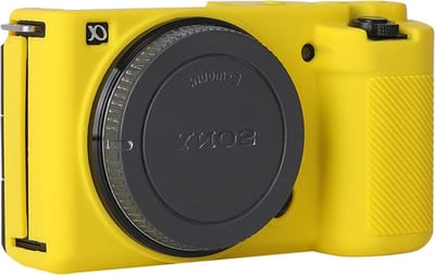 Siliconen Beschermhoes voor Sony ZVE10/ZV-E10 Camera - Lichtgewicht en Duurzaam, Gele Camera Tas met Zachte Rubberen Afwerking