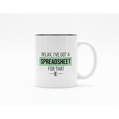 Grappige Kantoor Tekst Koffiemok 330 ml – “Relax, Ik Heb Daar Een Spreadsheet Voor” Keramische Mok