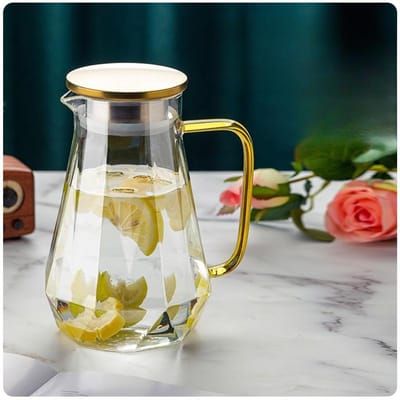 Hoge Borosilicaat Glas Diamant Koud Water Ketel Grote Capaciteit Hittebestendig Glas Koel Witte Water Ketel Roestvrijstalen Deksel Sapketel 1500ml white