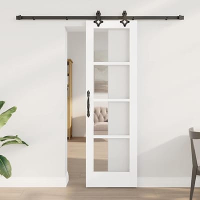 vidaXL - Schuifdeur - ORKDAL - 61 - x - 198,5 - cm - Massief - grenenhout - en - glas
