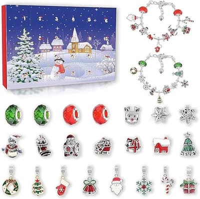 Adventskalender 2025 voor Meisjes en Tieners - 22 Bedels en 2 Armbanden