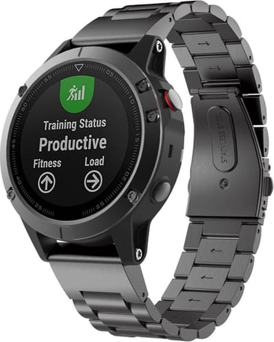 Stalen bandje - RVS - geschikt voor Garmin Fenix 3 / 5X / 5X Plus / 6X / 6X Pro / 7X / 7X Pro / 8 (51 mm) / Quatix 3 / 6X / Tactix (7) / Enduro (2) / Descent Mk1 / Mk2(i) / Mk3i 51 mm / D2 / Delta PX / Mach 1 Pro / Epix Pro Gen 2 51 mm - zwart