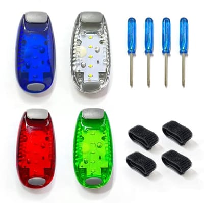 Veiligheidslichten set van 4, clip-on stroboscooplichten voor hardlopen, bergbeklimmen en fietsen