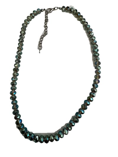 Petra's Sieradenwereld - Mooie zelfgemaakte ketting in blauwtinten met 4 mm facetkralen (1135)