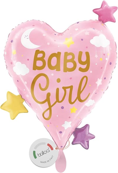 XXL Hartvormige Folieballon Roze voor Geboorte en Babyshower