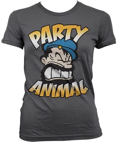 Popeye Brutos Party Animal Girly T-shirt voor dames, donkergrijs