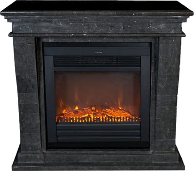 Xaralyn Elektrische haard - Kreta-Mini ELU-SBP - zwart gepolijst natuursteen - 1400 Watt verwarming - met afstandsbediening - haardombouw inclusief inbouwhaard - schouw