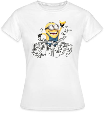 Minions Met Banaan Mijn Favoriete Thema Is Lunch T-Shirt Dames