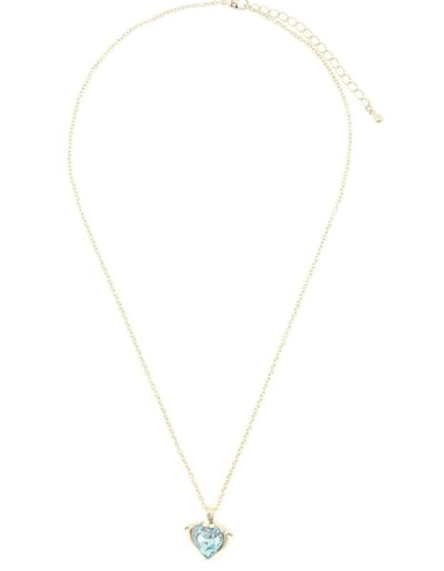 Behave® Dames Ketting - Zilverkleur Hartje Blauw Steentje 40 cm - Nikkelvrij, Handgemaakt