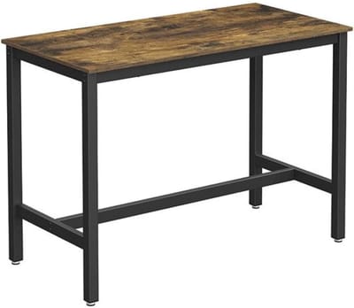 MIRA Home - Bartafel - Keukentafel - Vintage - Metaal/Spaanplaat - Bruin/Zwart - 120x60x90