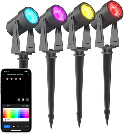 Ledvion - Smart Prikspot Set Buiten 7M - 4 RGBIC LED Spots - 2700K-6500K - RGB - App-Bestuurbaar - Tuinverlichting