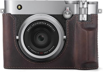 Leren Beschermhoes voor Fuji GFX100 RF Digitale Camera - Duurzaam, Met Handvat en Flip Bottom - Koffiekleur