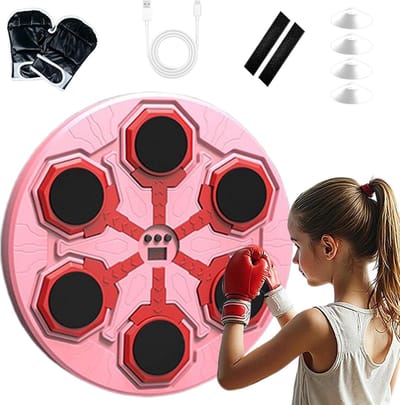 Music Boxing Machine - Wireless Wall-Mounted Smart Trainer, Smart Music Boxing Machine with LED and Sound, Electronic Fitness, Training System, Ideal for Home, Office, Gym