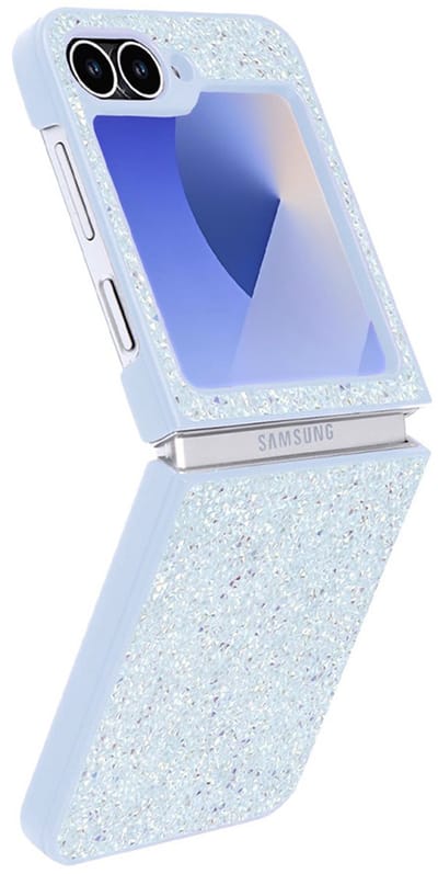 CaseMania Backcase hoesje geschikt voor Samsung Galaxy Z Flip 6 - Glitter Lichtblauw - TPU (Zacht)