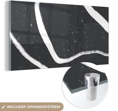 MuchoWow® Glasschilderij 40x20 cm - Schilderij acrylglas - Lijn - Minimalisme - Design - Foto op glas - Schilderijen