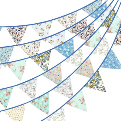 Kleurrijke Vlaggenlijn met 42 Stukken voor Bruiloft, Verjaardag en Feestdecoratie in Blauw