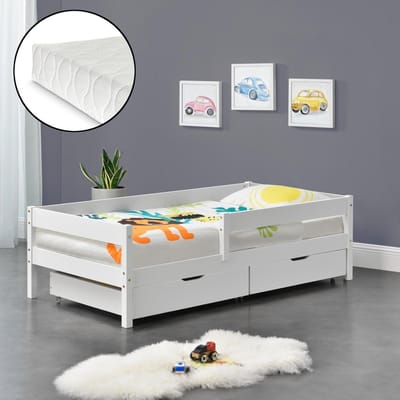 Kinderbed Borgarnes met matras en 2 lades 90x200 cm wit
