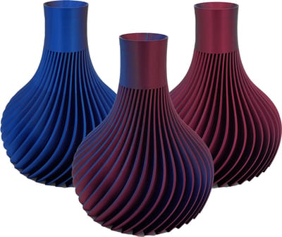Virella moderne vaas – Decoratieve vaas - Blauw / Rood - 3d geprinte vaas – geschikt voor droogbloemen - 30CM