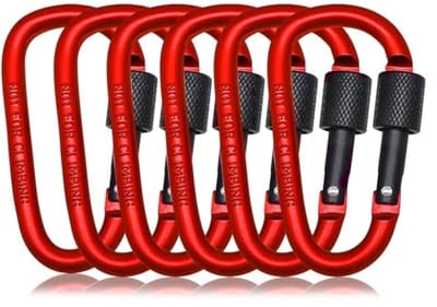 D-ring Vergrendeling Sleutelhaak - 6 Stuks Aluminium Karabijnhaken met Twist Lock - Ideaal voor Hangmat, Rugzak en Waterbeker