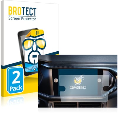 BROTECT - Screenprotector voor Volkswagen T-Cross 2021 Ready 2 Discover 8" - Folie Beschermfolie transparant 2 Stuks