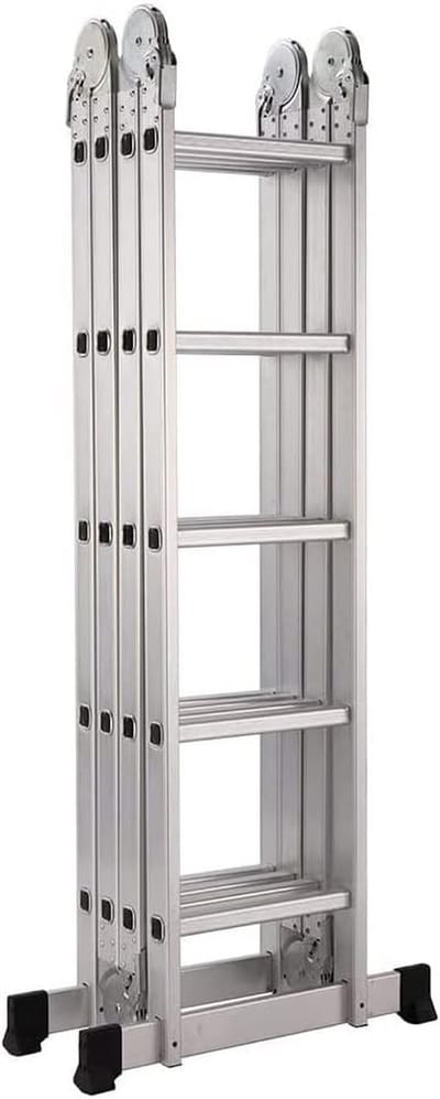 Scharnierende Ladder - Klapladder Multifunctioneel - Veilig Klussen - Verstelbare Vormen - 5.8 Meter - Zilver
