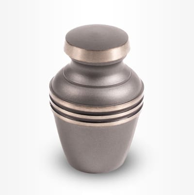 Messing Urn Mini 110 ml Grijs Zilverkleurig Horizontale lijnen - Urn voor Menselijke As - Crematie Urn voor As Volwassenen