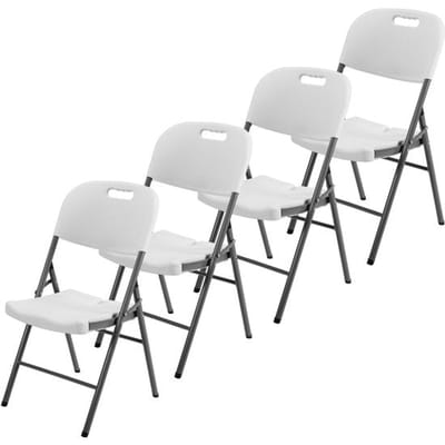 Brixy Klapstoelen – Set van 4 - Vouwstoelenset - Zware Kwaliteit - Weersbestending - Opvouwbare Stoelen - 47 x 54 x 87 CM – Wit