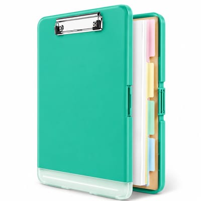 BOTC Klembord met opbergvak - 8.5 x 11 Organisatiebox met penhouder - A4 Paper Folder - Folio & Zijopening, - 35.5 x24 x 3cm - Geelgroen